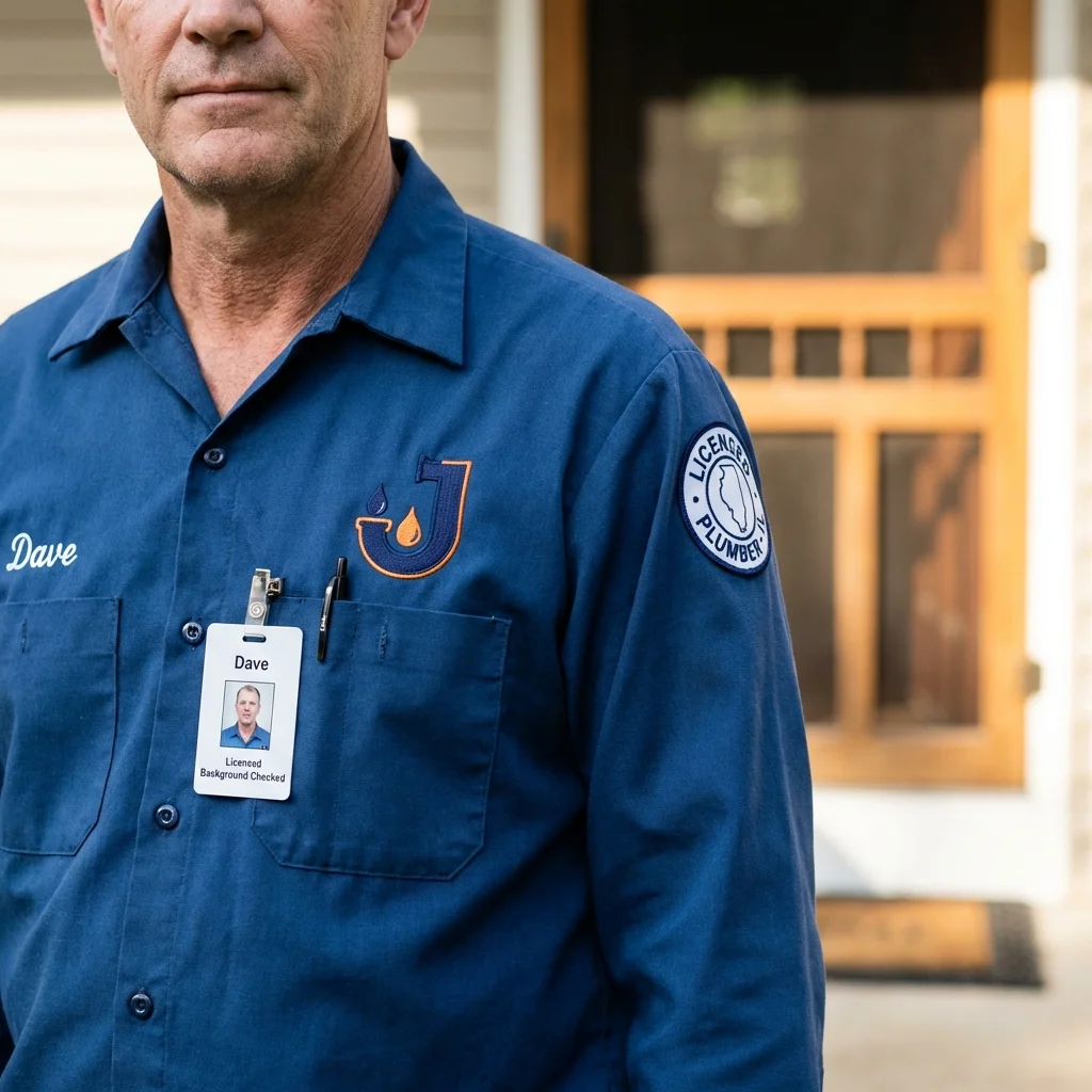 Licensed plumber showing ID badge in Norris City, IL