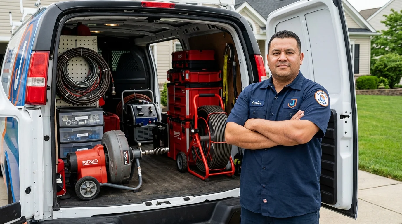 Professional drain cleaning equipment and Johns Plumbing LLC plumber in Norris City