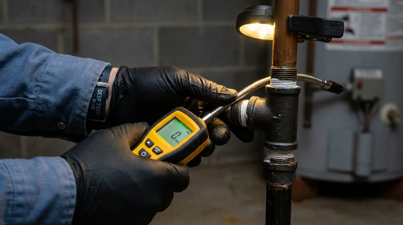 Gas leak detection with electronic sniffer by Johns Plumbing LLC in Norris City