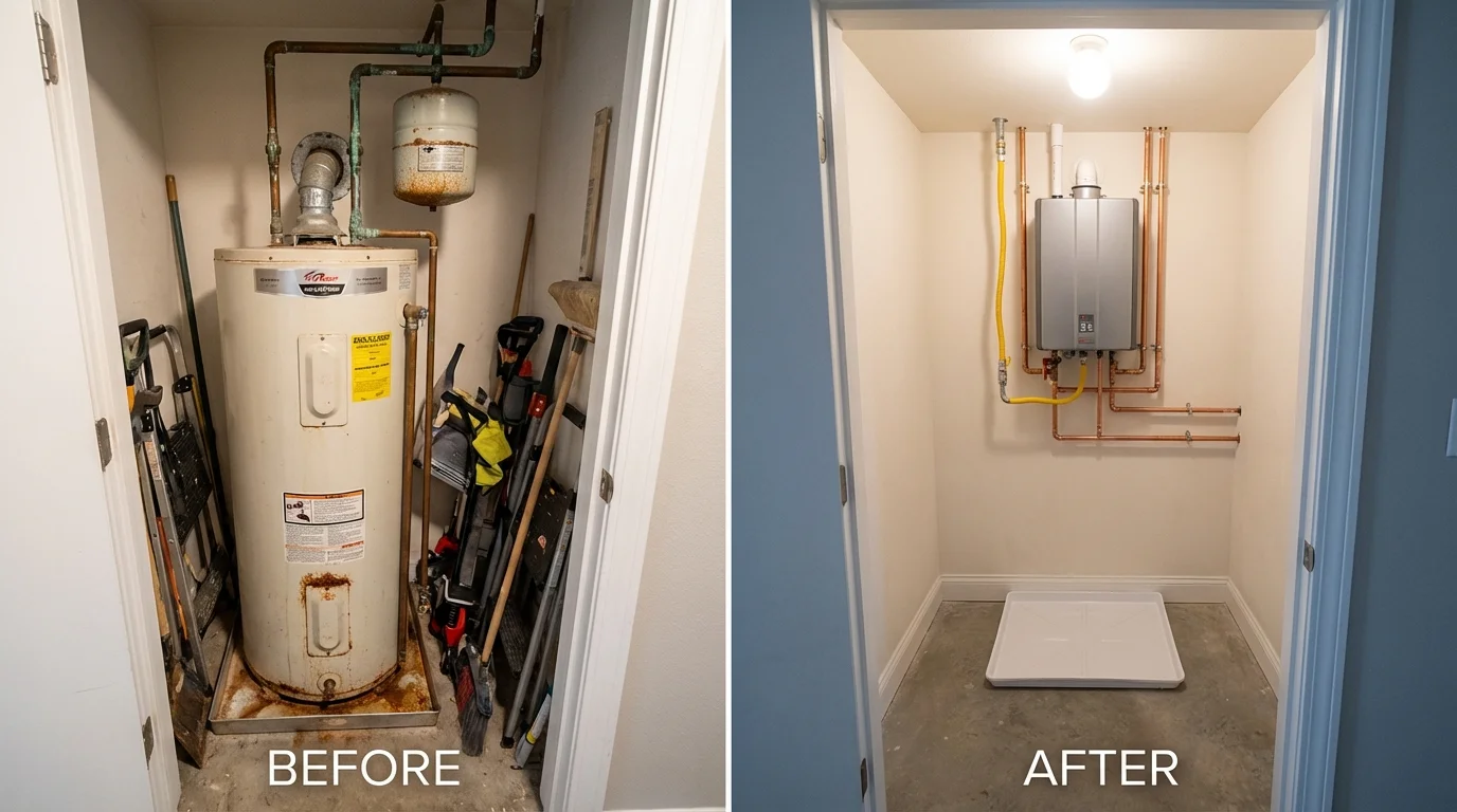 Tank water heater versus wall-mounted tankless unit comparison for Norris City, IL homeowners